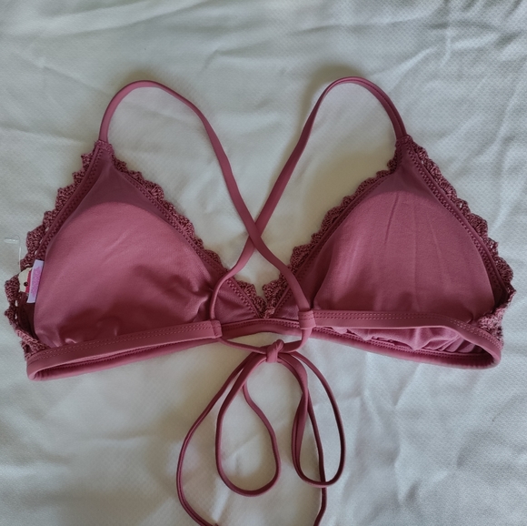 🆕Xhilaration | Crocheted String Bikini Top Mauve Women's  Size XL - Picture 7 of 8